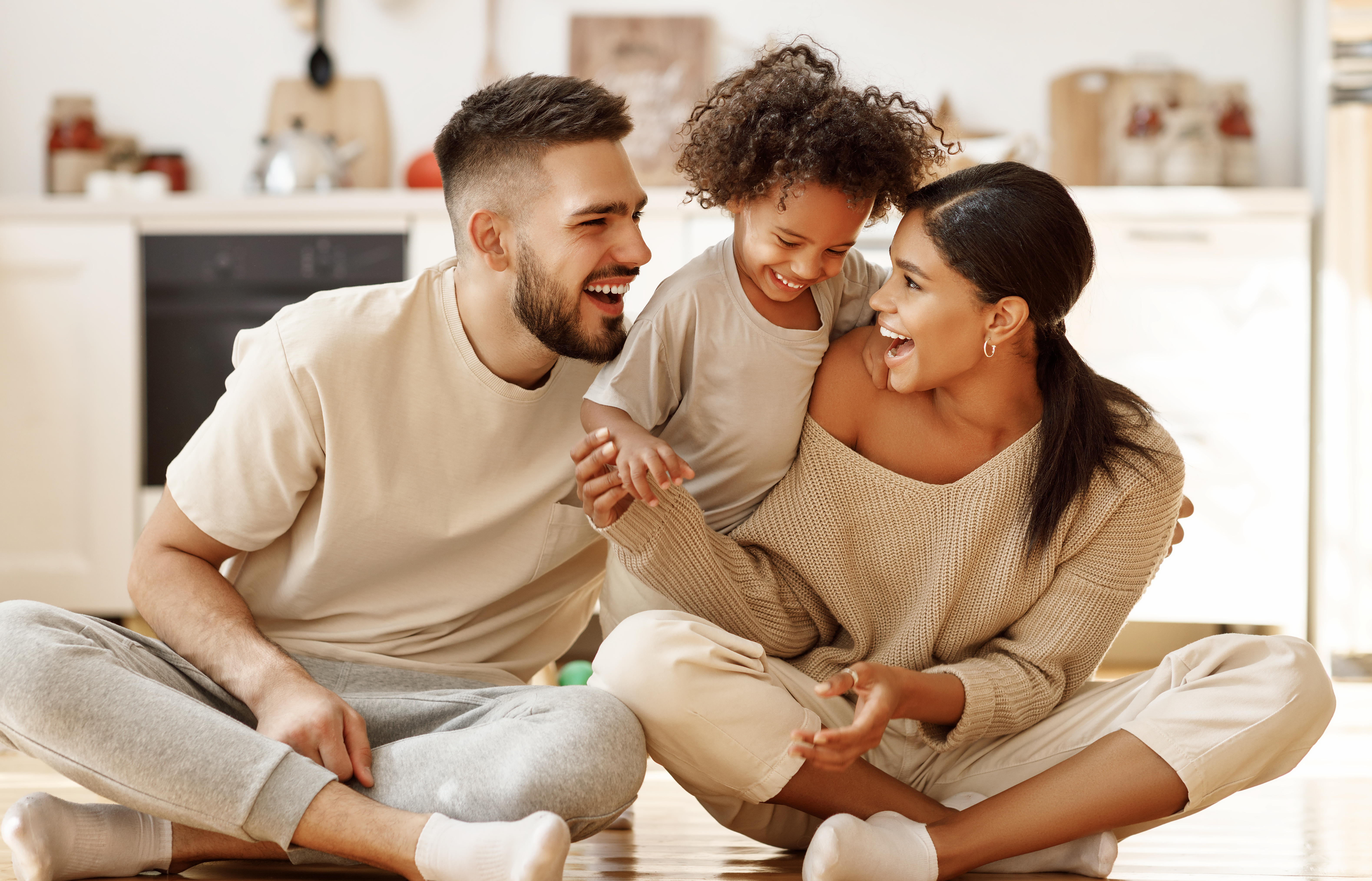 Three people enjoying family friendly home design features