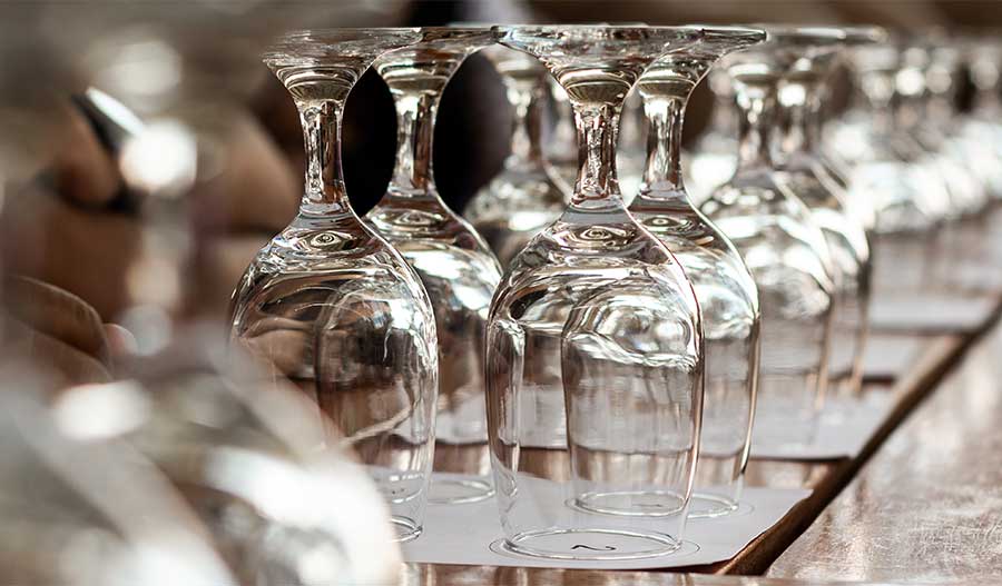 Elegant glassware on a table