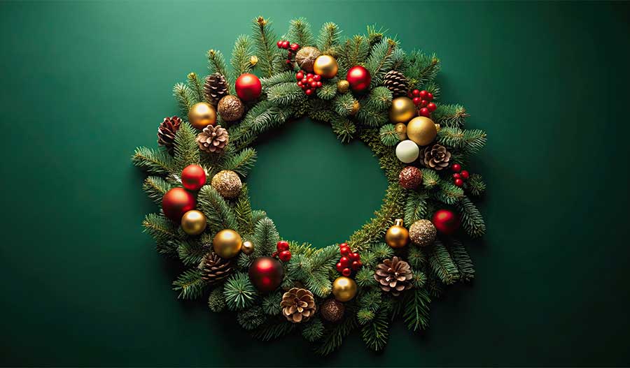 A festive wreath that could make an excellent host gift