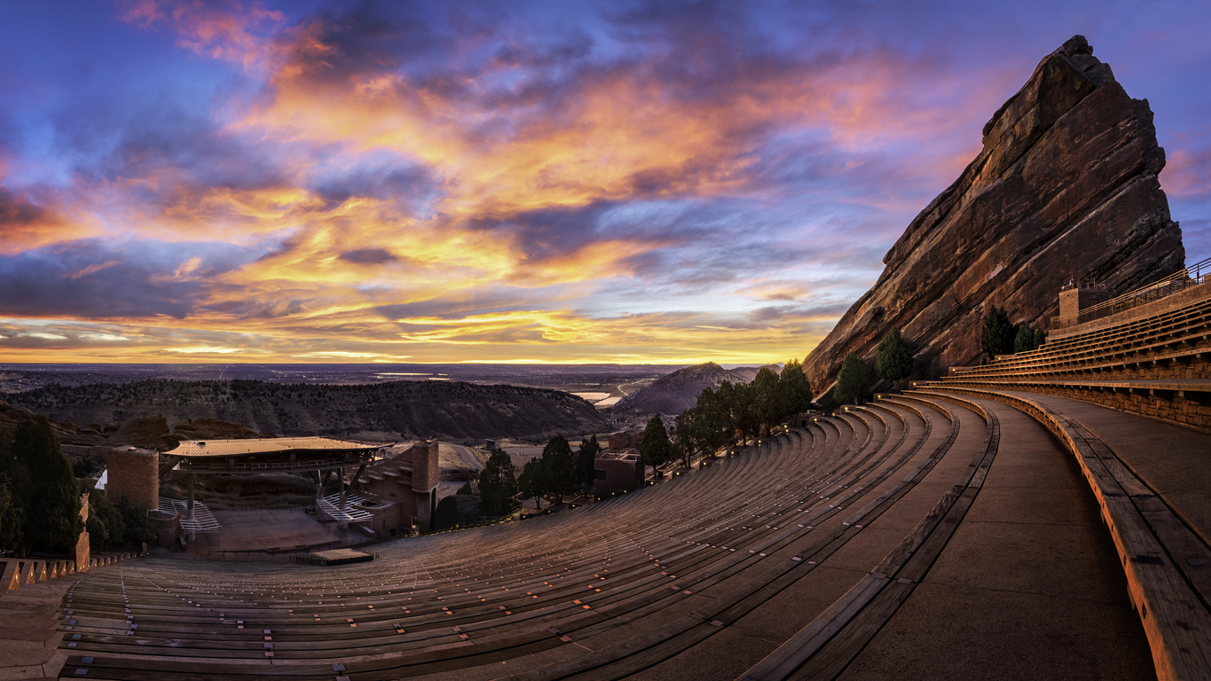 Inside the Red Rocks Amphitheater music venue in the Denver metro area