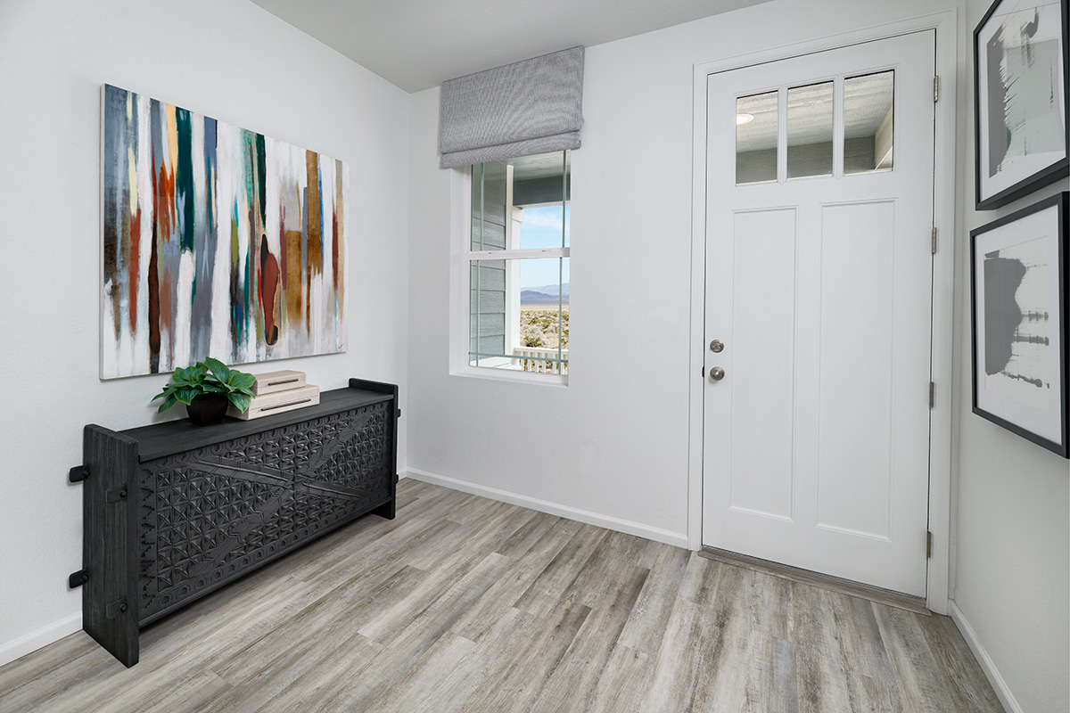 Entryway door with clean foyer space.